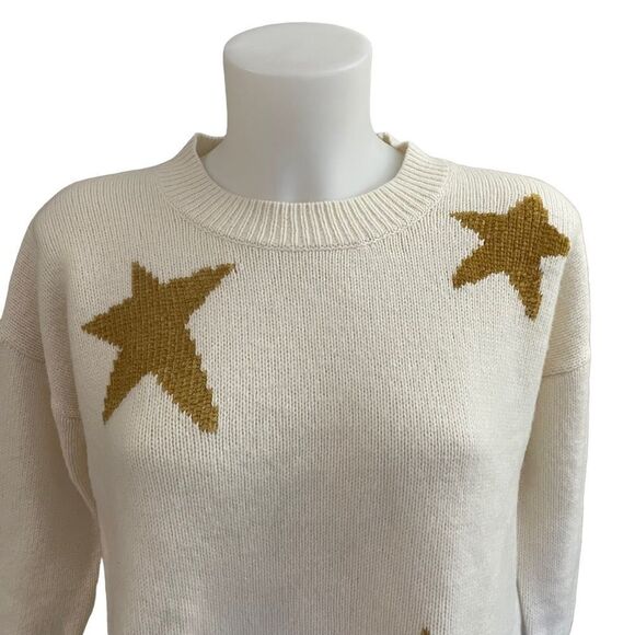 MADEWELL GOLD Star Knit Pullover Sweater 100% merino wool crew neck size XS - Picture 3 of 10